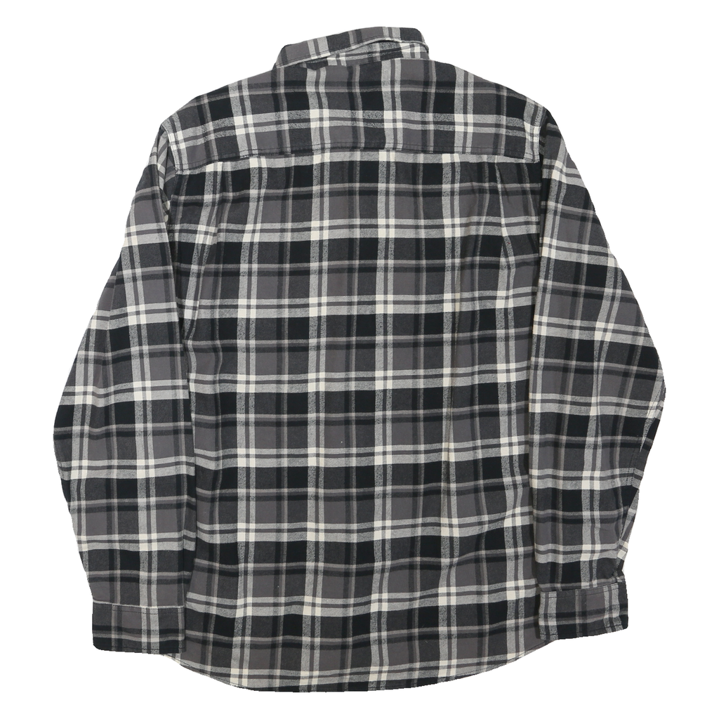Weatherproof Vintage Mens Black & Grey Check Shirt L Casual Button Down Cotton