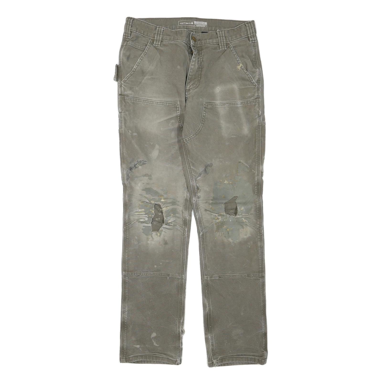 CARHARTT Mens Cotton Blend Grey Regular Straight Trousers W31 L32 Workwear