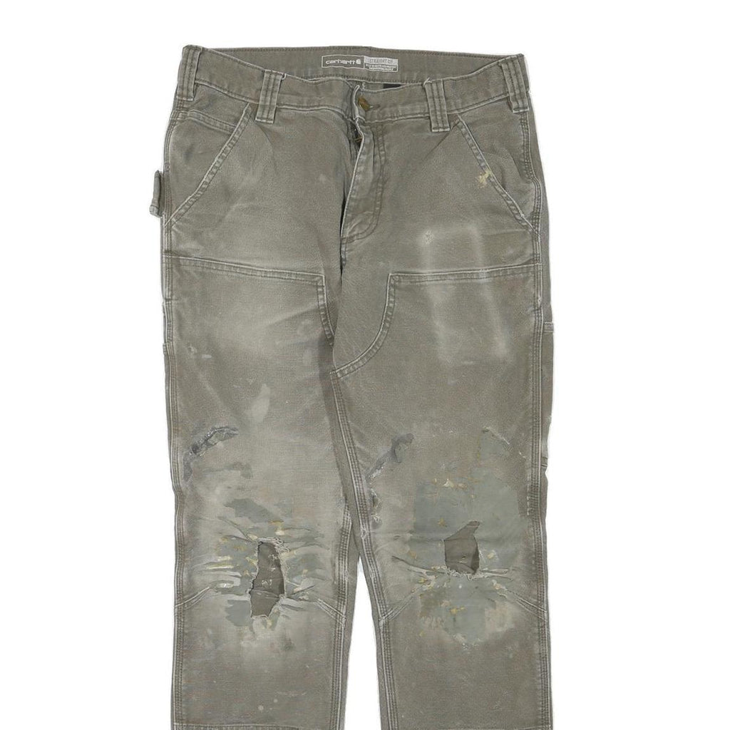 CARHARTT Mens Cotton Blend Grey Regular Straight Trousers W31 L32 Workwear