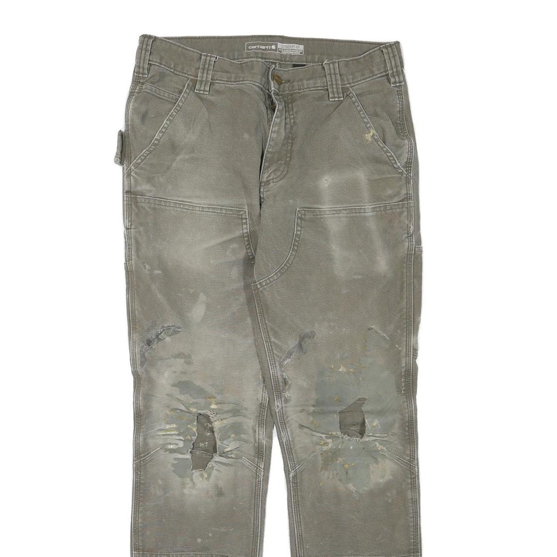 CARHARTT Mens Cotton Blend Grey Regular Straight Trousers W31 L32 Workwear