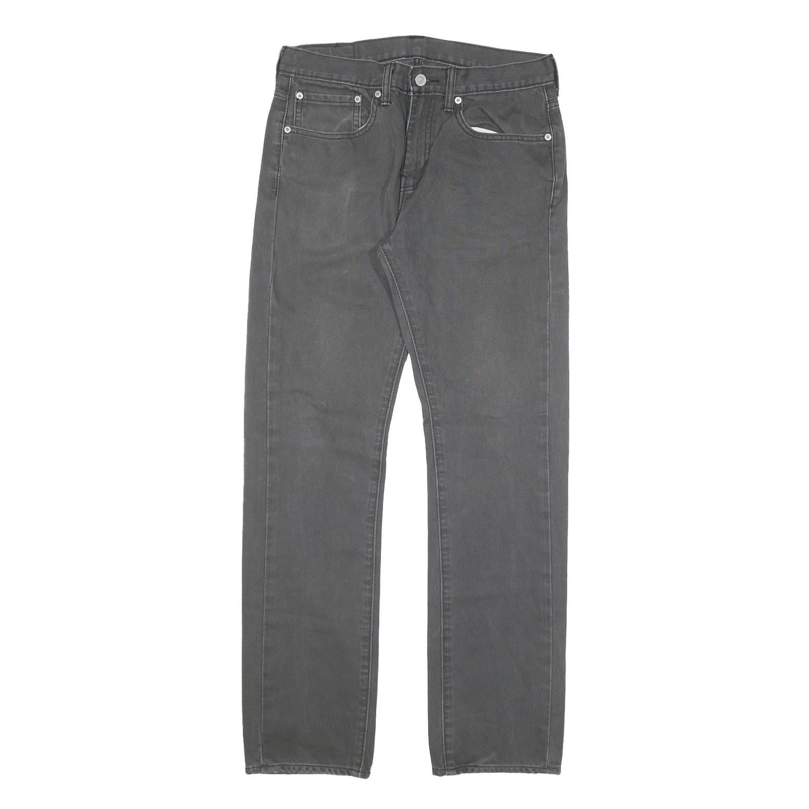 LEVI'S Mens Grey Slim Straight Woven Cotton Blend Trousers W30 L30 Casual