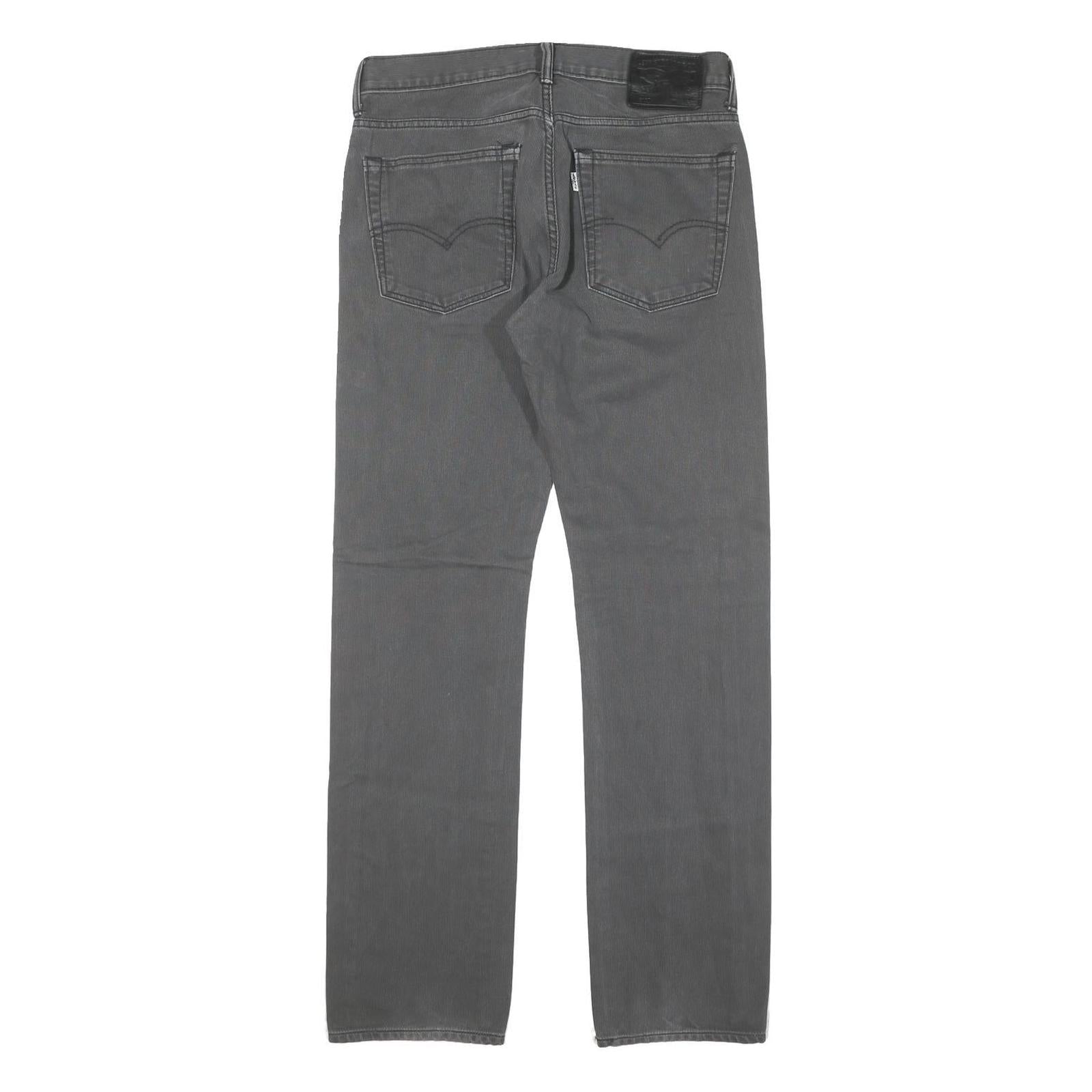 LEVI'S Mens Grey Slim Straight Woven Cotton Blend Trousers W30 L30 Casual