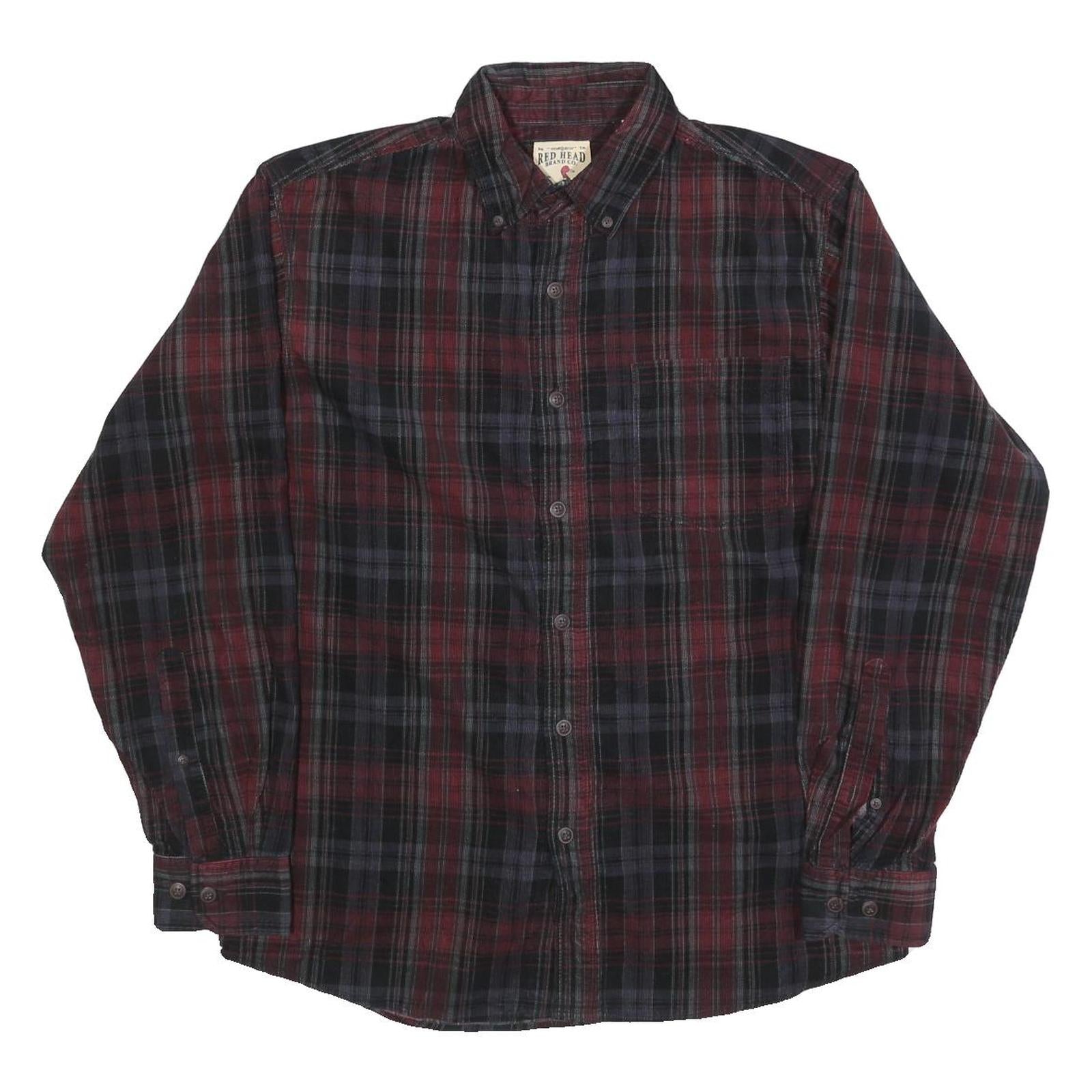 RED HEAD Mens Red & Black Check Shirt M Cotton Blend Casual Long Sleeve Button