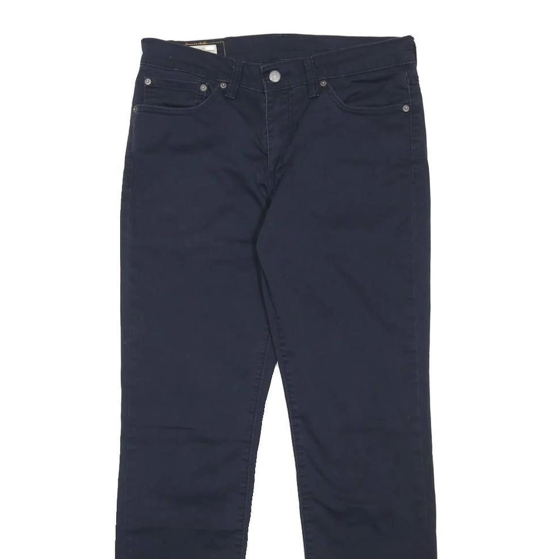 LEVI'S Mens Cotton Blend Slim Navy Blue Trousers W31 L32 Zip Closure