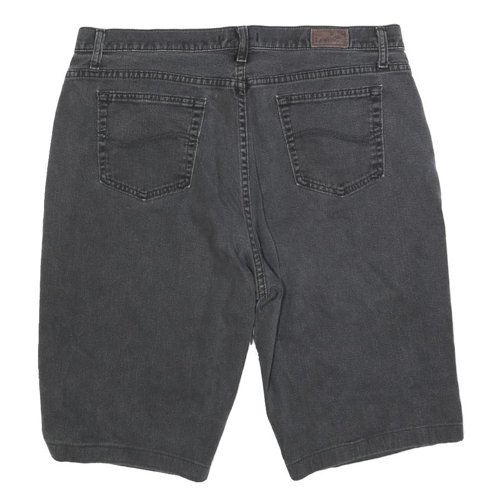 LEE Mens Shorts Black Denim L W36 Casual Classic Cotton Blend