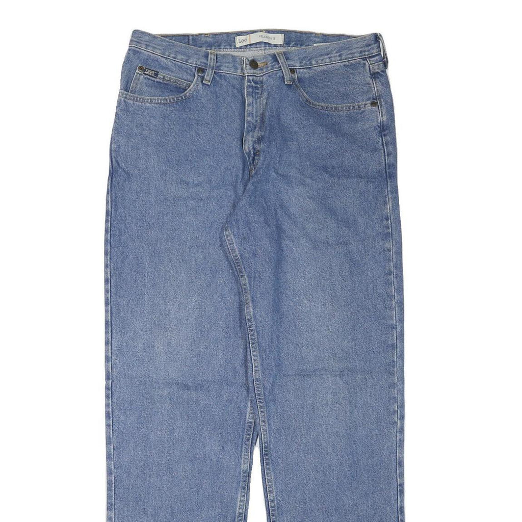 LEE Mens Blue Regular Fit Straight Leg Denim Medium Wash Jeans W34 L33 Classic