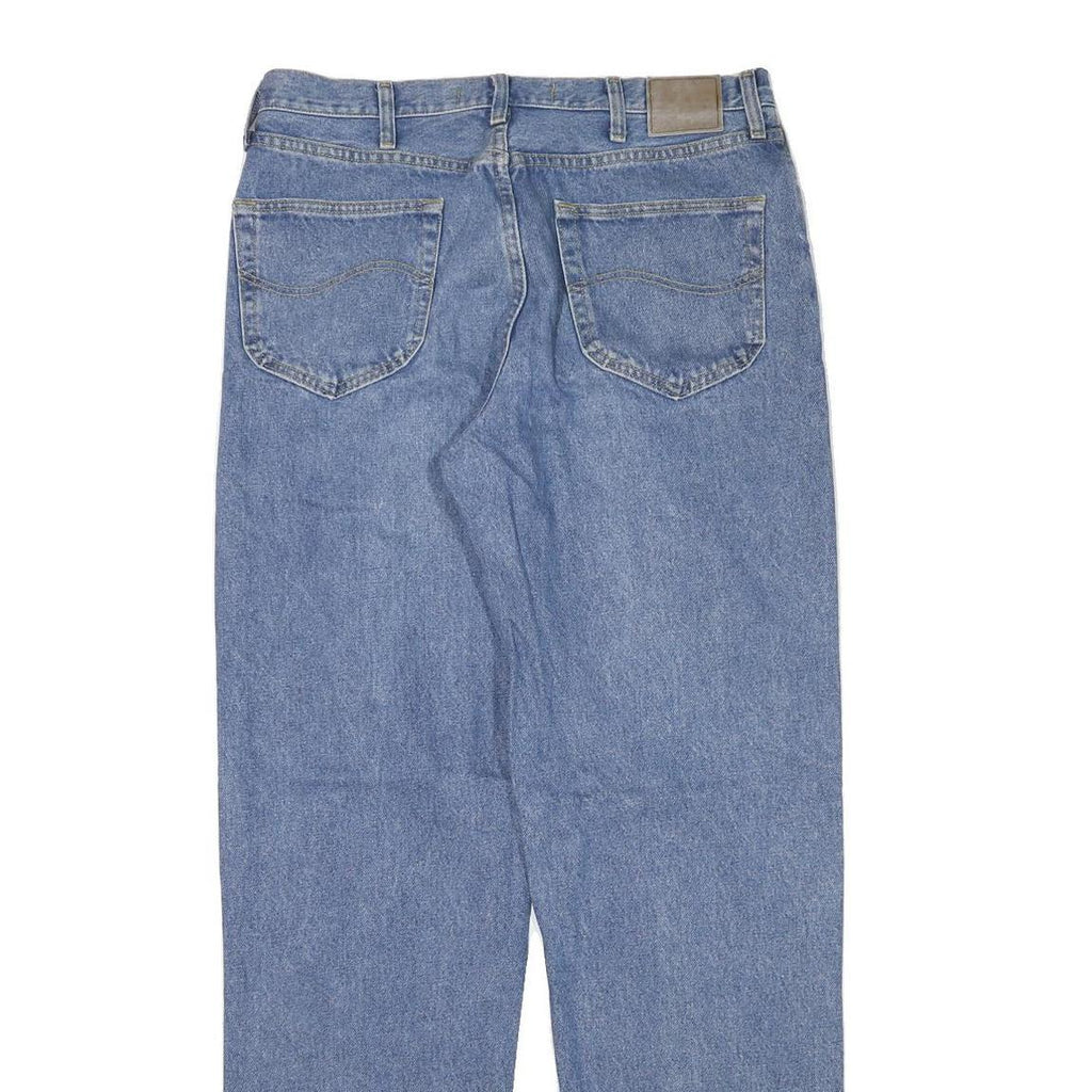 LEE Mens Blue Regular Fit Straight Leg Denim Medium Wash Jeans W34 L33 Classic