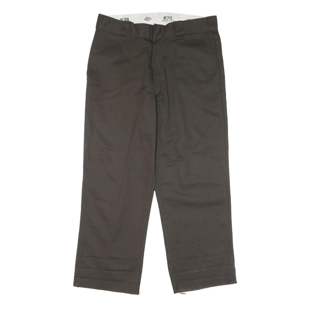 DICKIES Mens Cotton Blend Black Regular Straight Trousers W34 L27 Workwear Zip