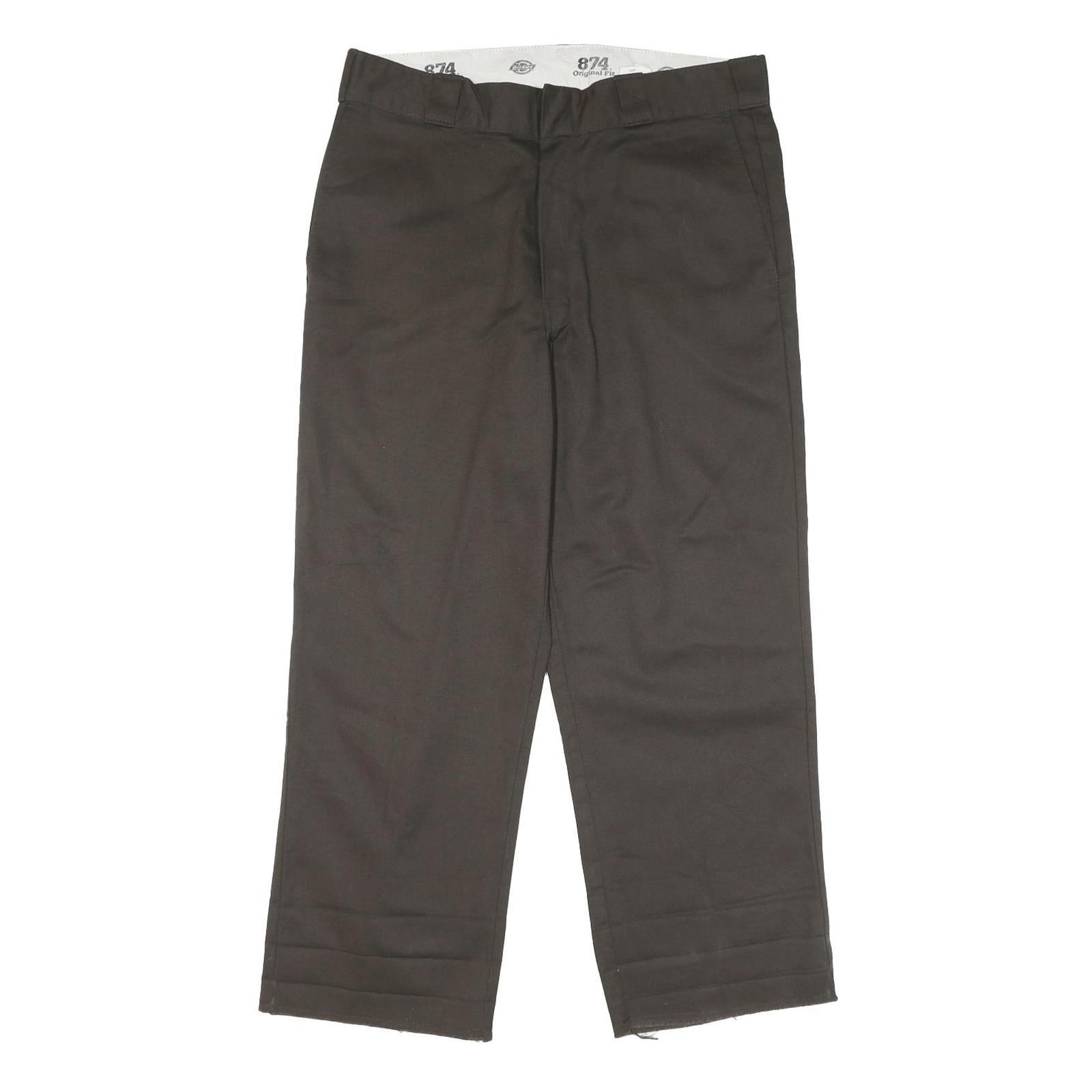 DICKIES Mens Cotton Blend Black Regular Straight Trousers W34 L27 Workwear Zip