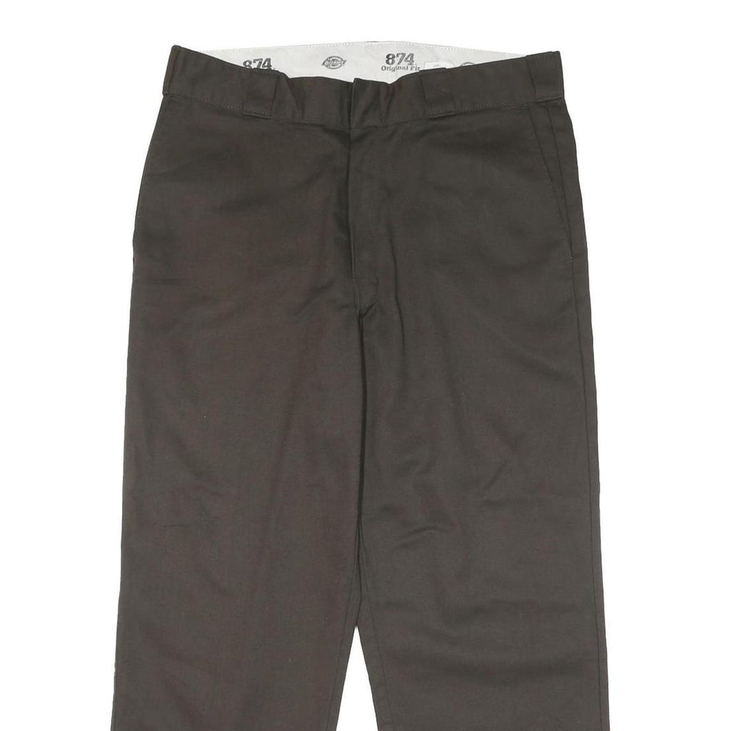 DICKIES Mens Cotton Blend Black Regular Straight Trousers W34 L27 Workwear Zip