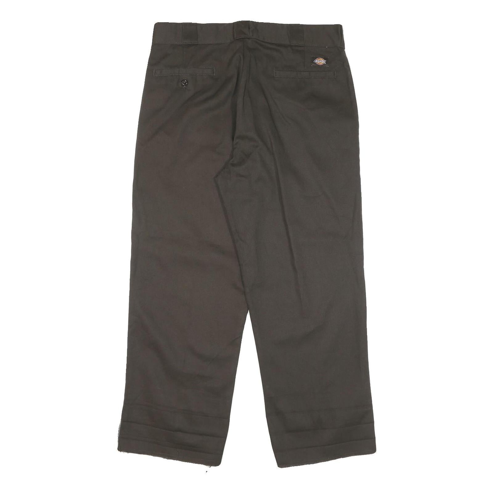 DICKIES Mens Cotton Blend Black Regular Straight Trousers W34 L27 Workwear Zip