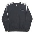 ADIDAS Mens Black Sweatshirt L Cotton Blend Crew Neck Three Stripe Sport
