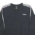 ADIDAS Mens Black Sweatshirt L Cotton Blend Crew Neck Three Stripe Sport