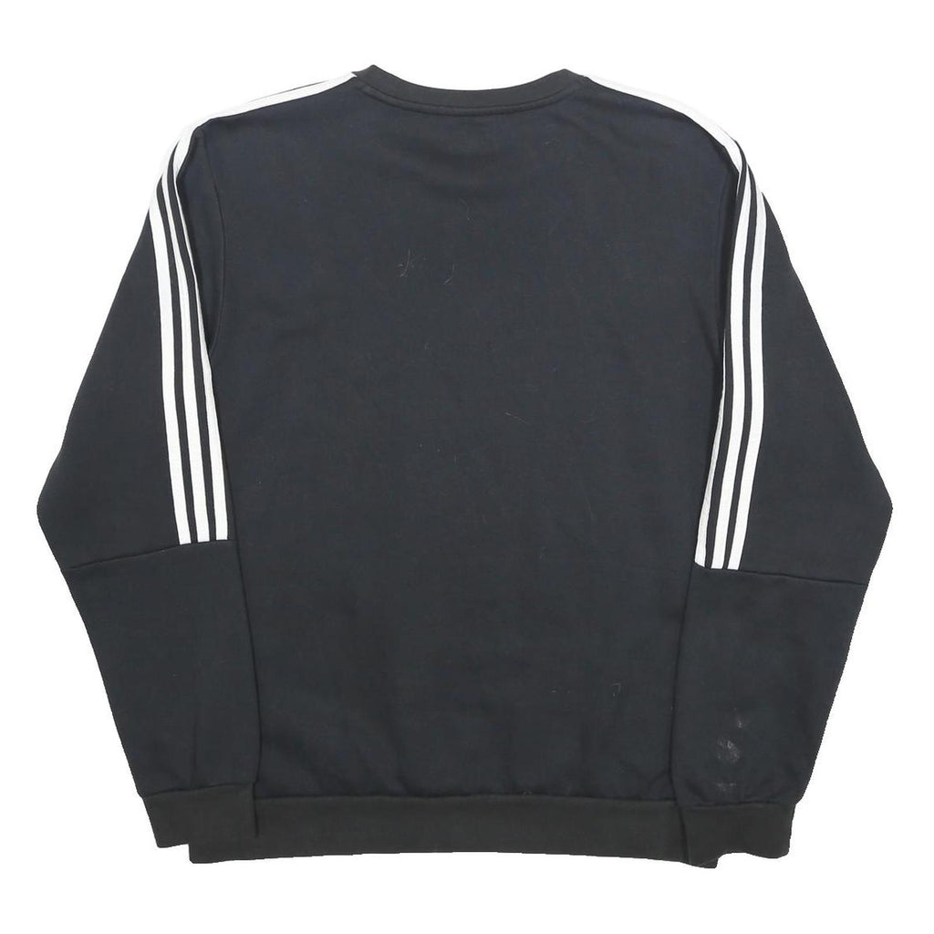 ADIDAS Mens Black Sweatshirt L Cotton Blend Crew Neck Three Stripe Sport