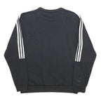 ADIDAS Mens Black Sweatshirt L Cotton Blend Crew Neck Three Stripe Sport