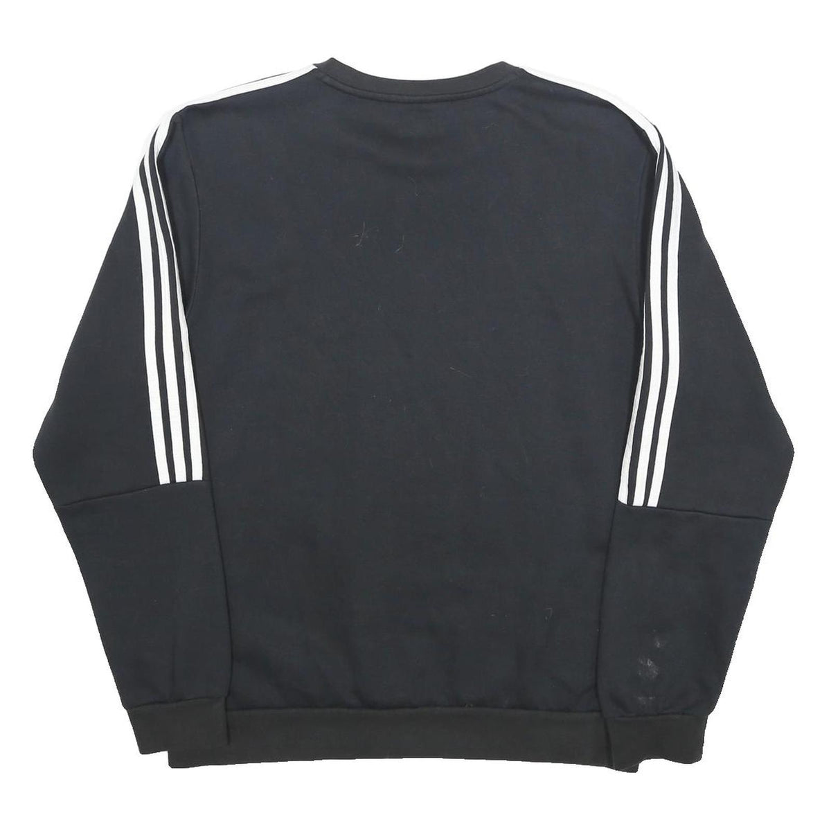 ADIDAS Mens Black Sweatshirt L Cotton Blend Crew Neck Three Stripe Sport