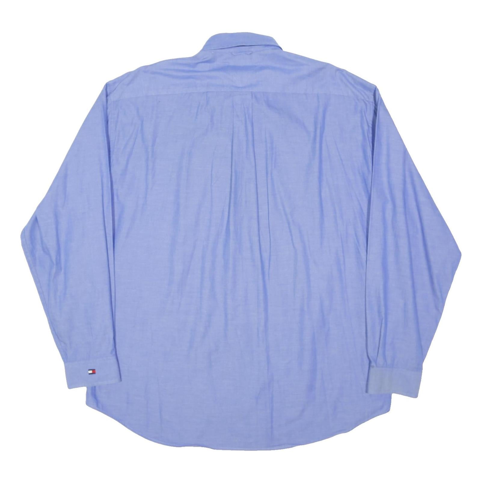 TOMMY HILFIGER Mens Blue Button Down Shirt XL Classic Fit Long Sleeve Cotton