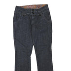 Womens Dark Blue Cotton Blend Regular Fit Flared Jeans W32 L32 Stylish Button