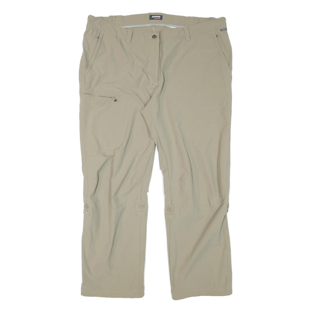 KLEPPER Womens Regular Beige Polyester Blend Zip Trousers W40 L28 Outdoor Casual