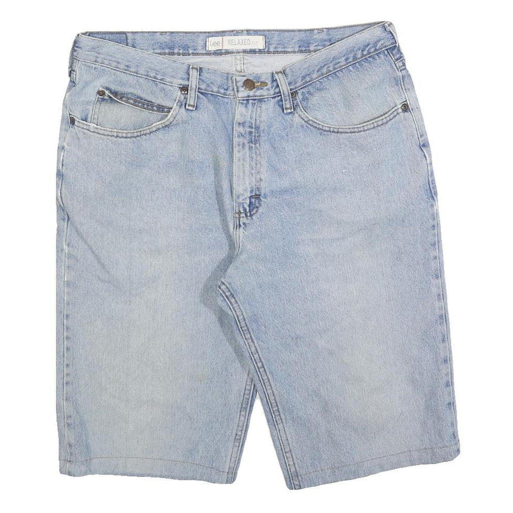LEE Mens Shorts Blue Relaxed Fit Denim L W36 Casual Cotton Blend