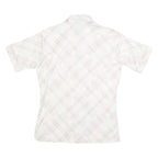 JOEL Womens Cream Plaid Shirt M Button Down Short Sleeve Casual Office Wear