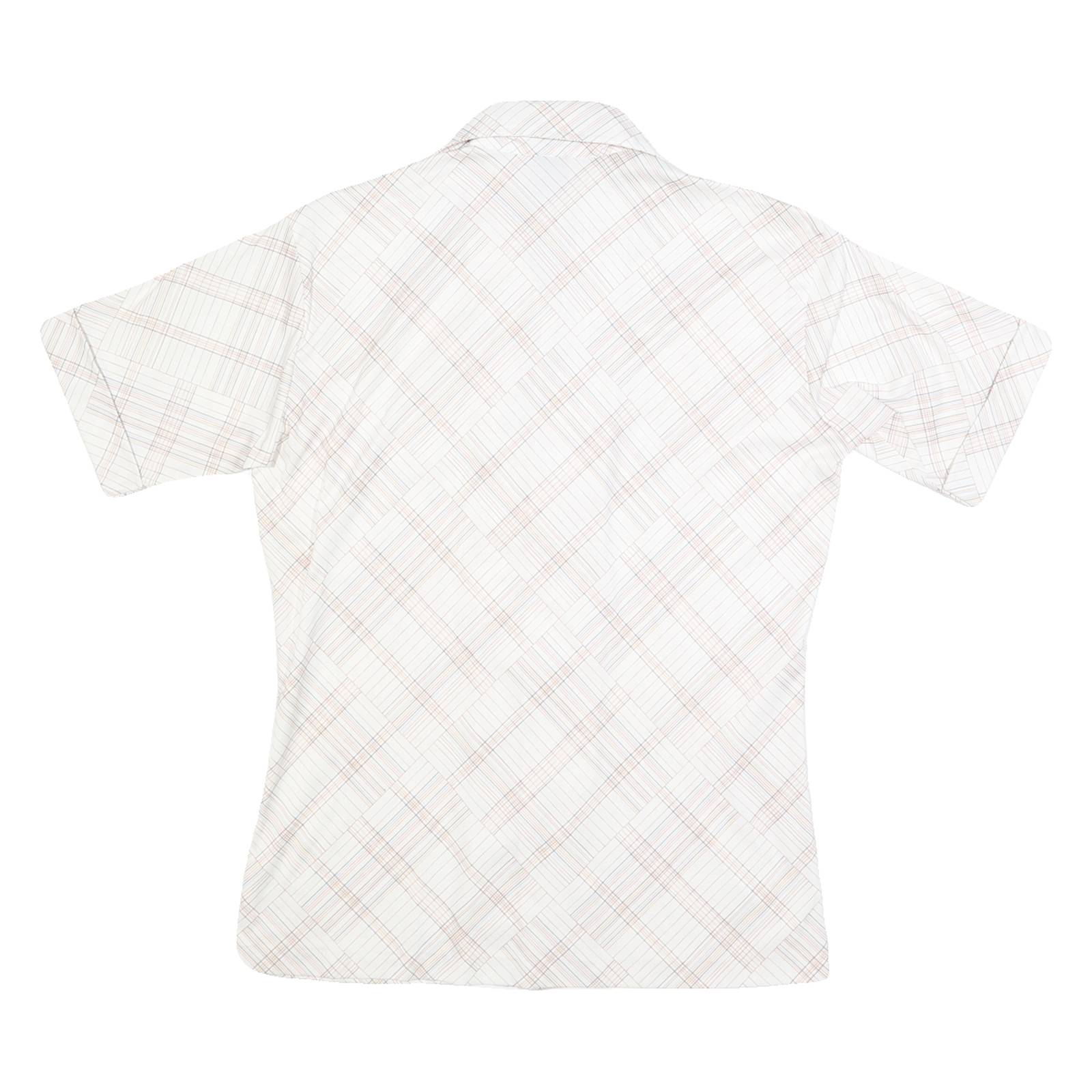 JOEL Womens Cream Plaid Shirt M Button Down Short Sleeve Casual Office Wear