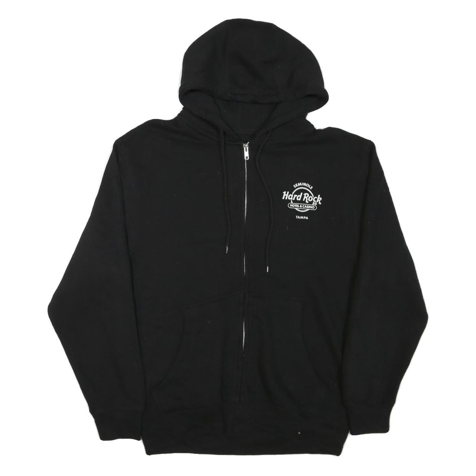 HARD ROCK CAFE Mens Black Tampa Zip Up Hoodie M Cotton Blend 20th Anniversary