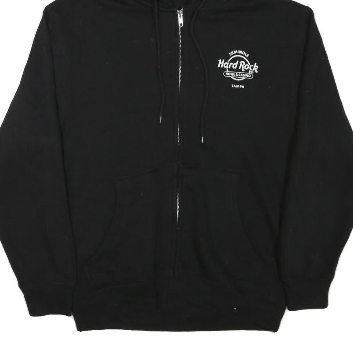 HARD ROCK CAFE Mens Black Tampa Zip Up Hoodie M Cotton Blend 20th Anniversary