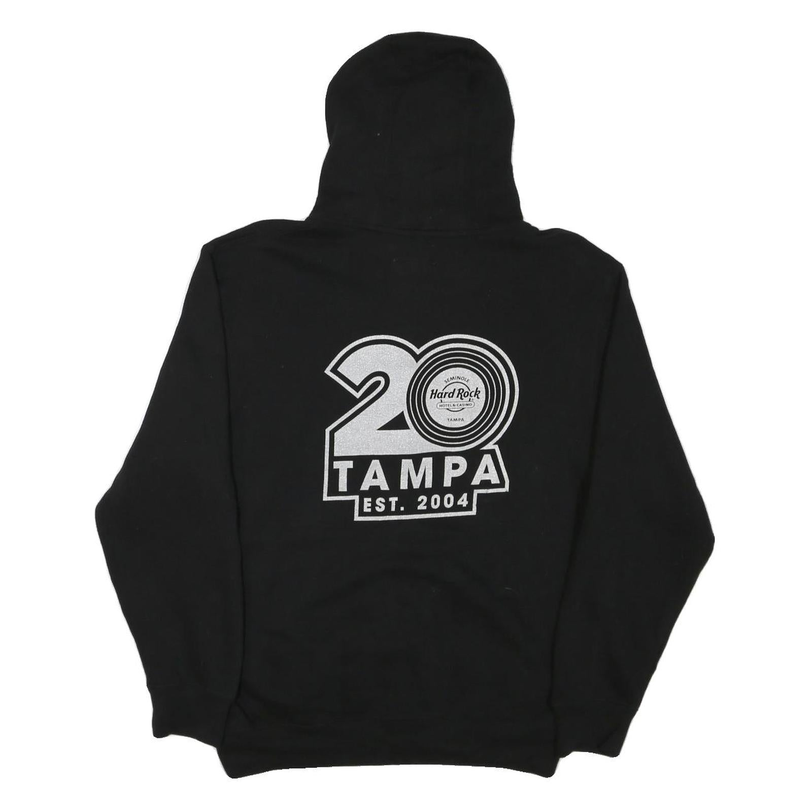 HARD ROCK CAFE Mens Black Tampa Zip Up Hoodie M Cotton Blend 20th Anniversary