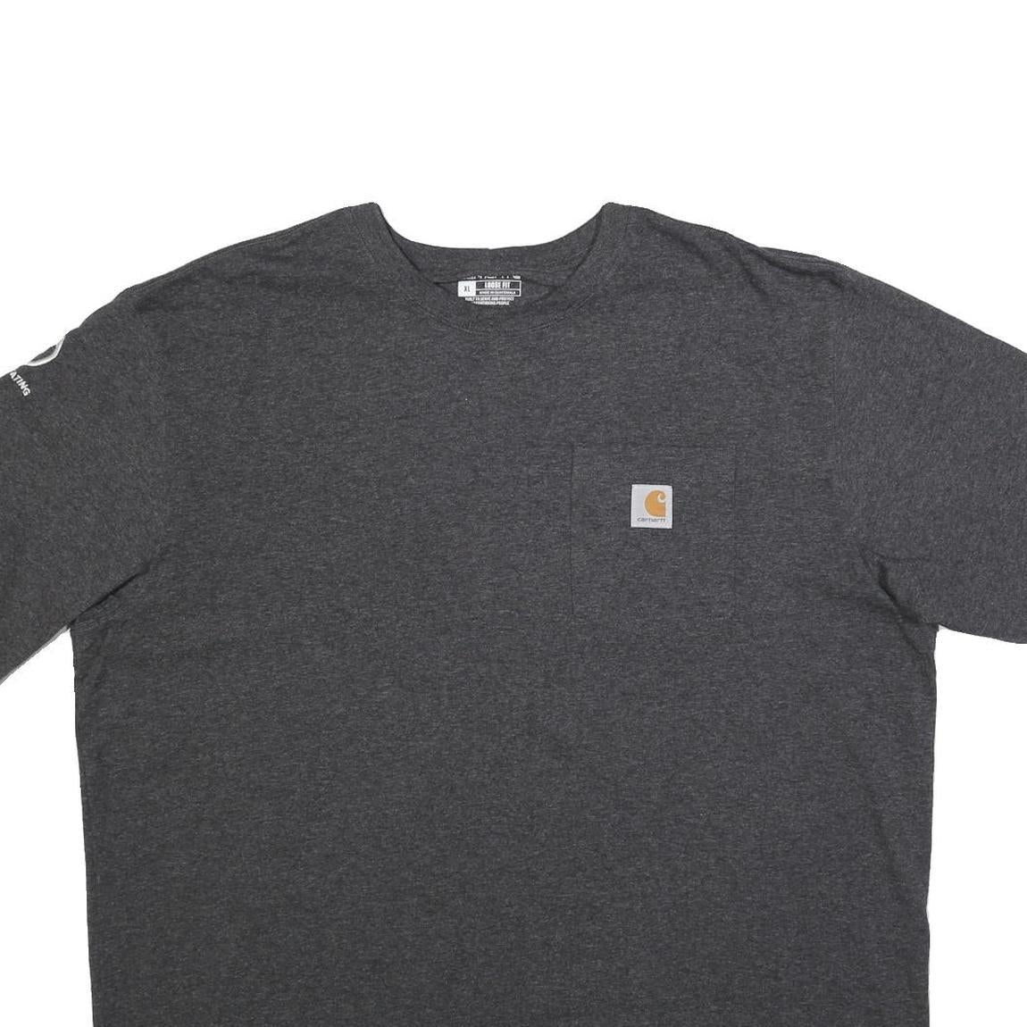 CARHARTT Mens Grey Pocket T-Shirt XL Short Sleeve Crew Neck Logo Graphic