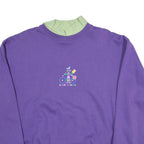 GRAIN DE SABLE Womens Sweatshirt Purple Collared 90s XL