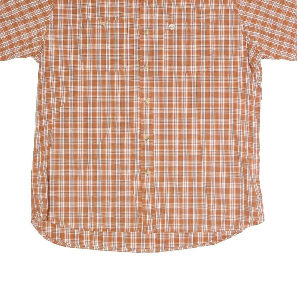 TIMBERLAND Mens Orange & White Check Shirt L Casual Cotton Blend Summer