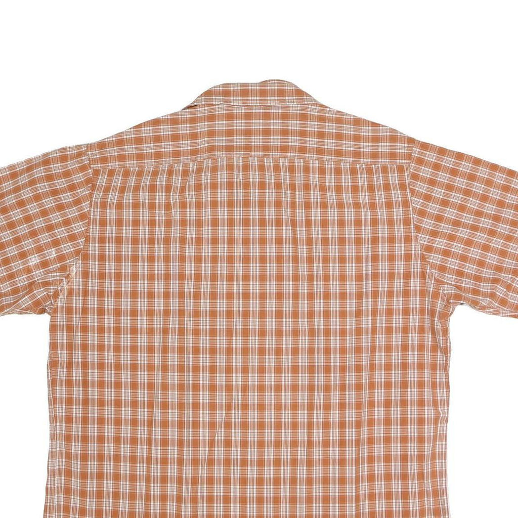 TIMBERLAND Mens Orange & White Check Shirt L Casual Cotton Blend Summer
