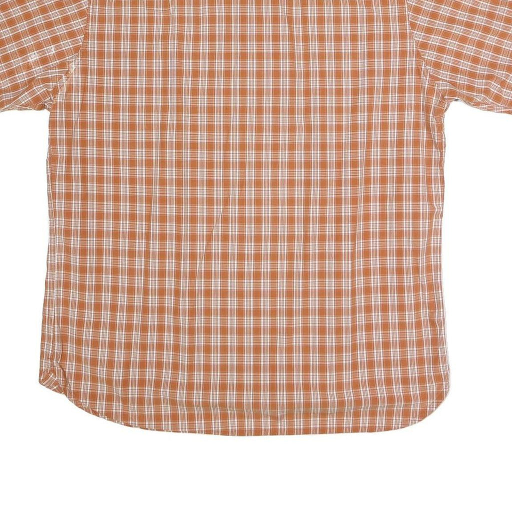 TIMBERLAND Mens Orange & White Check Shirt L Casual Cotton Blend Summer