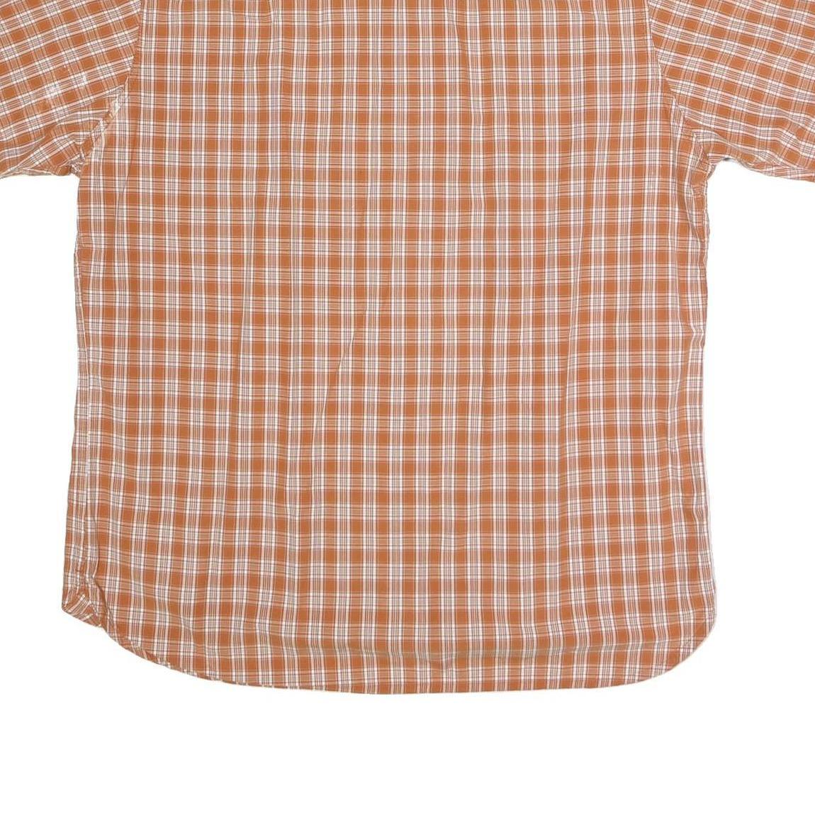 TIMBERLAND Mens Orange & White Check Shirt L Casual Cotton Blend Summer