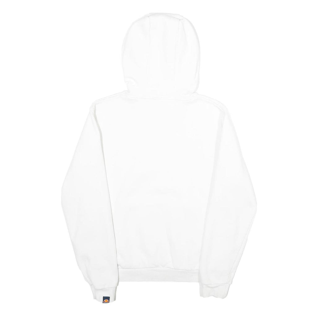 ELLESSE Womens White Pullover Hoodie UK 8 Cotton Blend Logo Sweatshirt