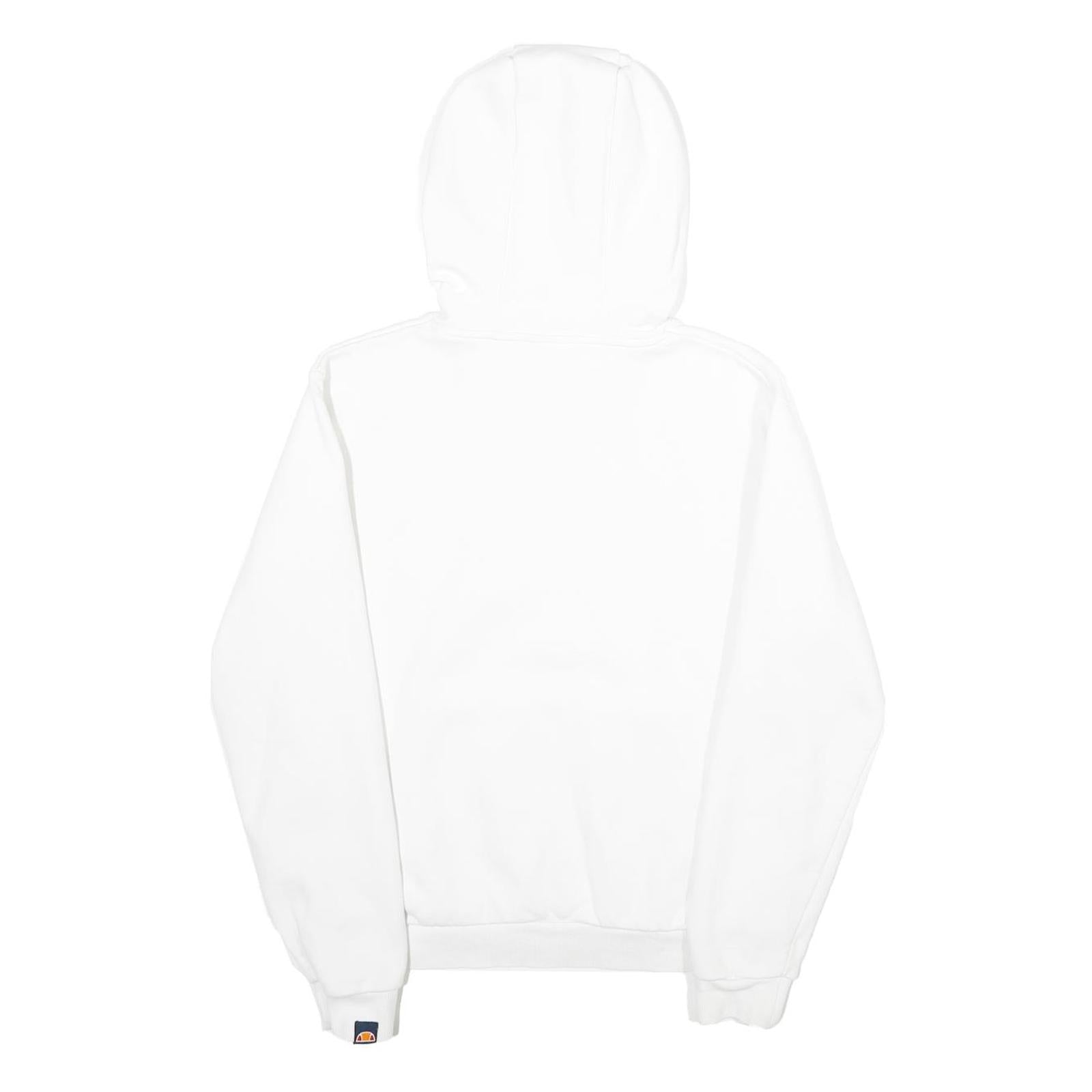 ELLESSE Womens White Pullover Hoodie UK 8 Cotton Blend Logo Sweatshirt