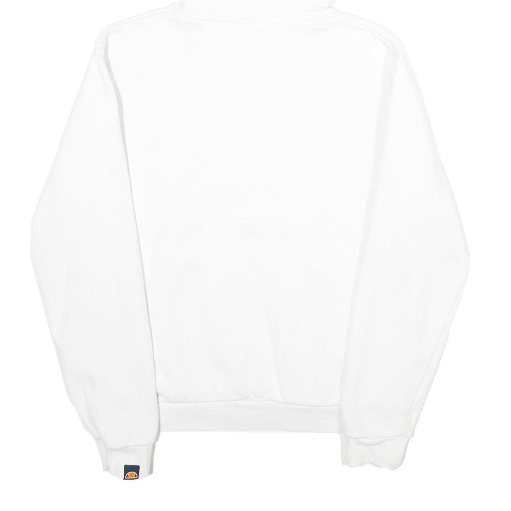 ELLESSE Womens White Pullover Hoodie UK 8 Cotton Blend Logo Sweatshirt