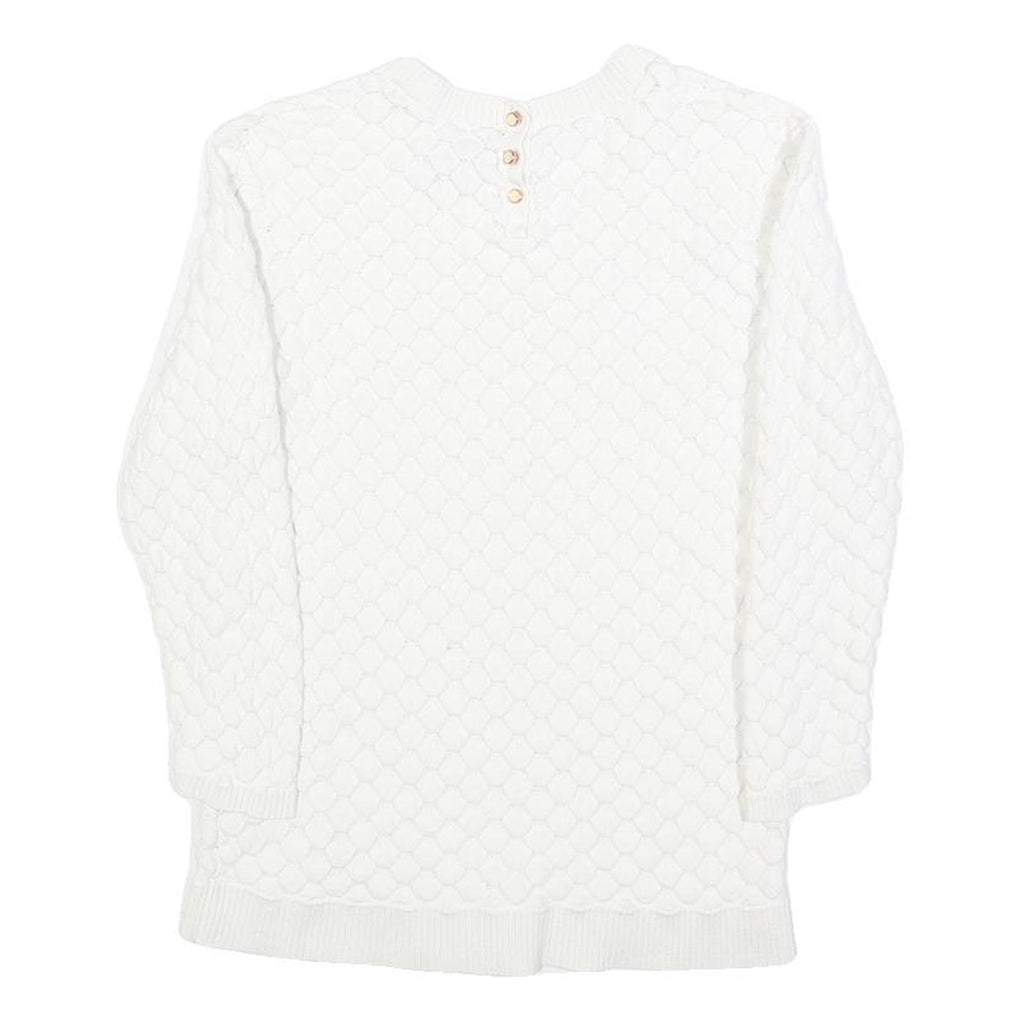 TED BAKER Womens White Plain Crew Neck Basic Knit Jumper XS Cotton Blend