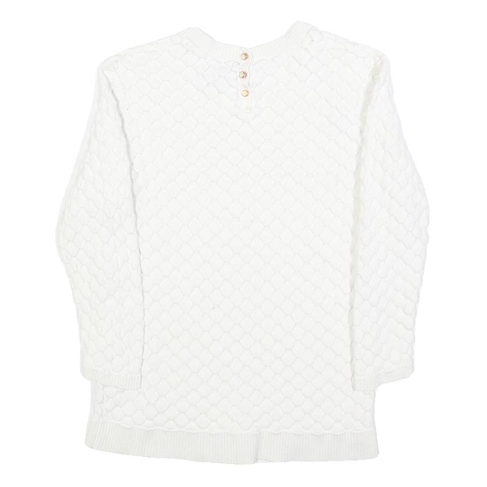 TED BAKER Womens White Plain Crew Neck Basic Knit Jumper XS Cotton Blend