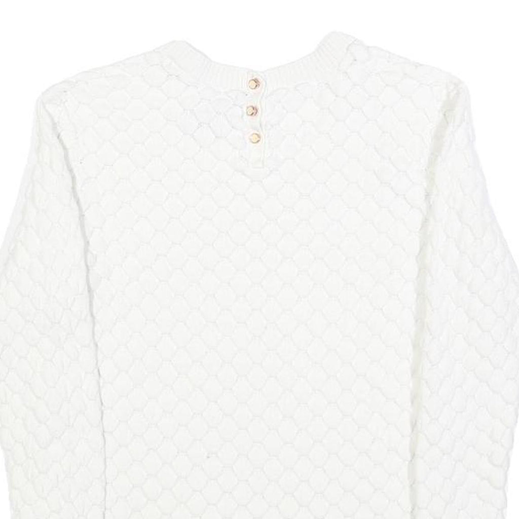 TED BAKER Womens White Plain Crew Neck Basic Knit Jumper XS Cotton Blend