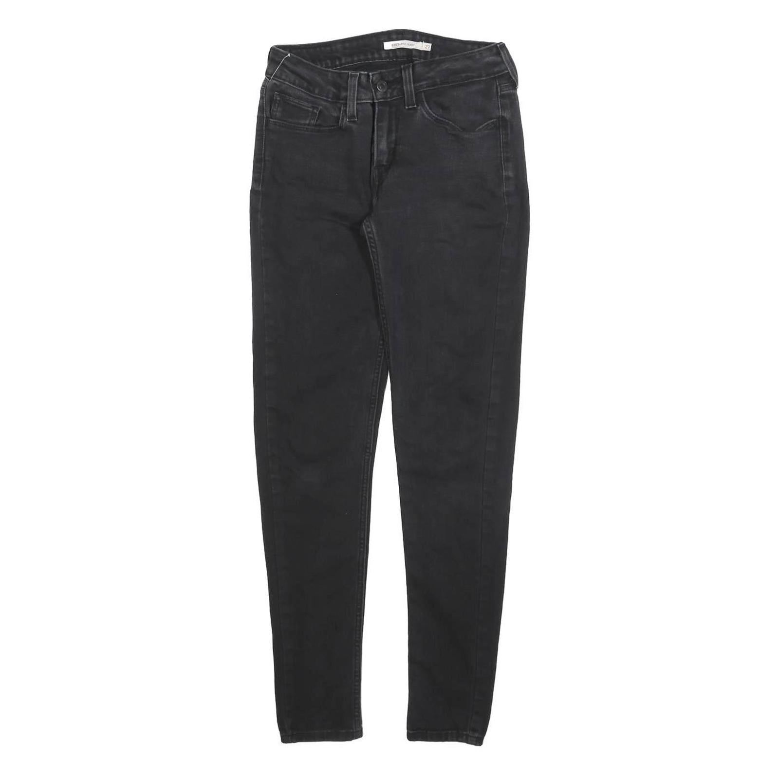 LEVI'S 535 Womens Slim Black Denim Raw Zip W27 L30 Slim Fit Skinny Jeans