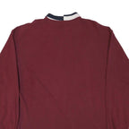 NAUTICA Mens Maroon Long Sleeve Plain XL Cotton Blend Polo Shirt Classic Logo