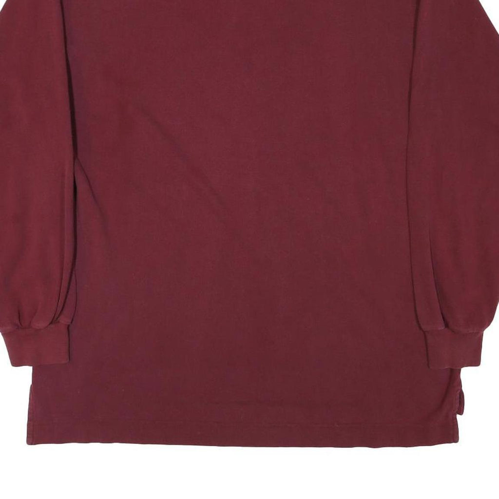 NAUTICA Mens Maroon Long Sleeve Plain XL Cotton Blend Polo Shirt Classic Logo