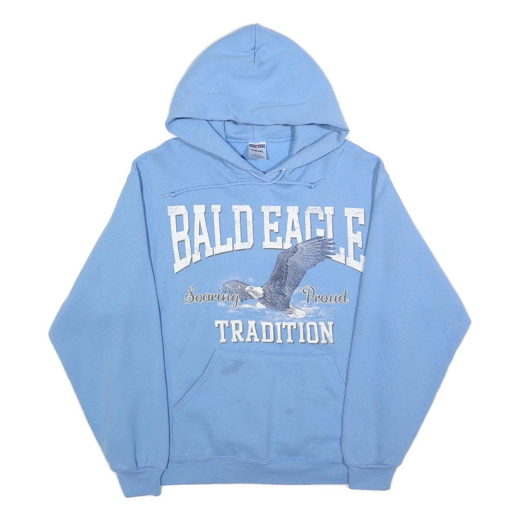 JERZEES Mens Blue Bald Eagle Tradition Pullover Hoodie M Cotton Blend
