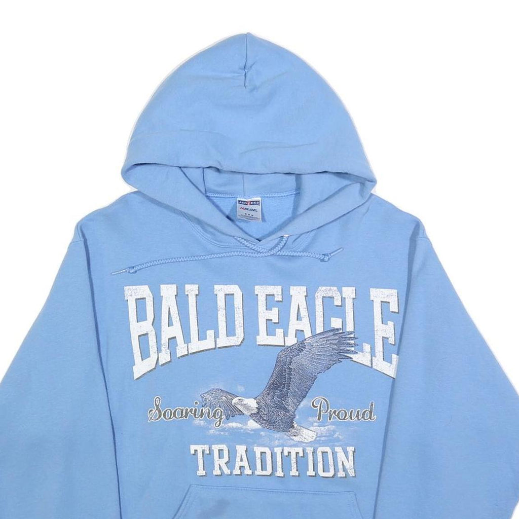 JERZEES Mens Blue Bald Eagle Tradition Pullover Hoodie M Cotton Blend