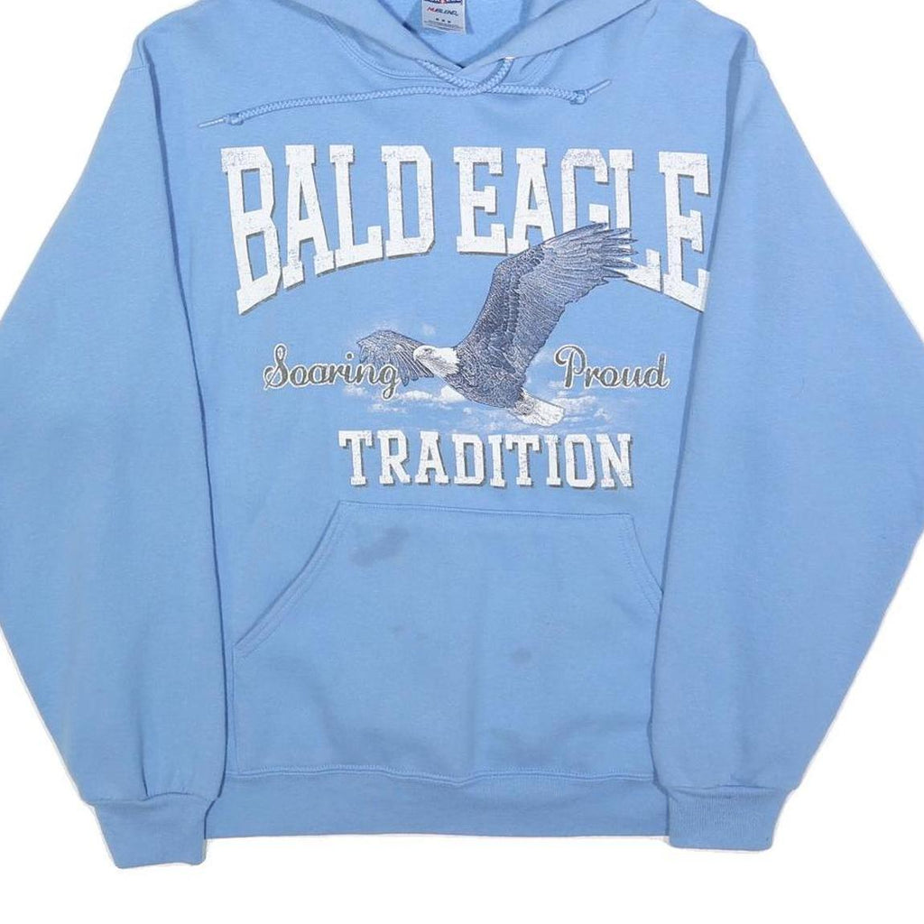 JERZEES Mens Blue Bald Eagle Tradition Pullover Hoodie M Cotton Blend
