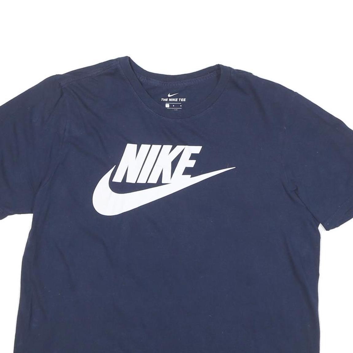 NIKE Mens Blue Graphic T-Shirt L Short Sleeve Crew Neck Cotton Blend Casual