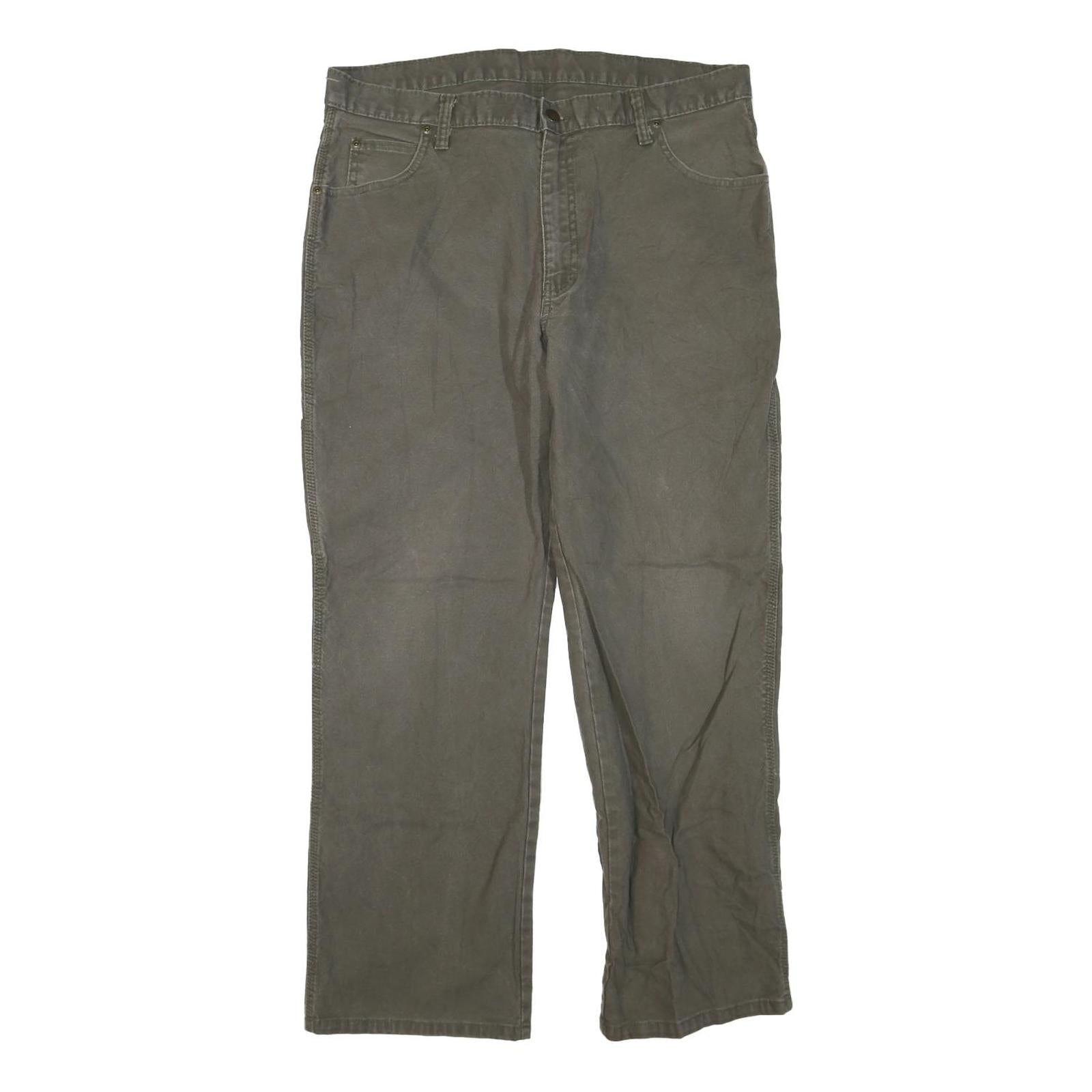 DICKIES Mens Regular Fit Straight Leg Denim Brown W38 L29 Workwear Zip Jeans