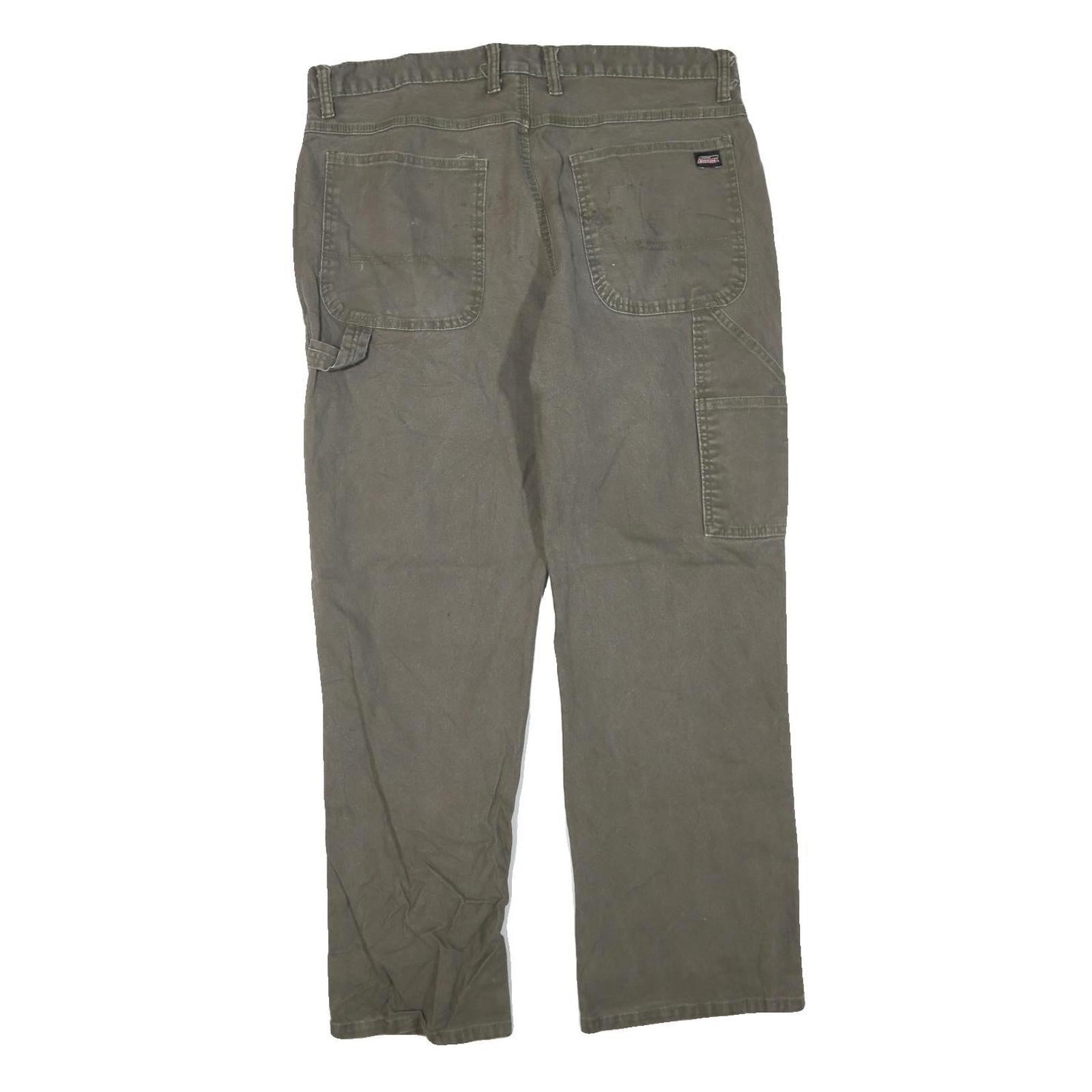 DICKIES Mens Regular Fit Straight Leg Denim Brown W38 L29 Workwear Zip Jeans